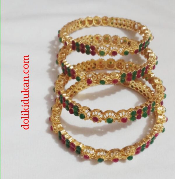 Green & Maroon Stone Bangles