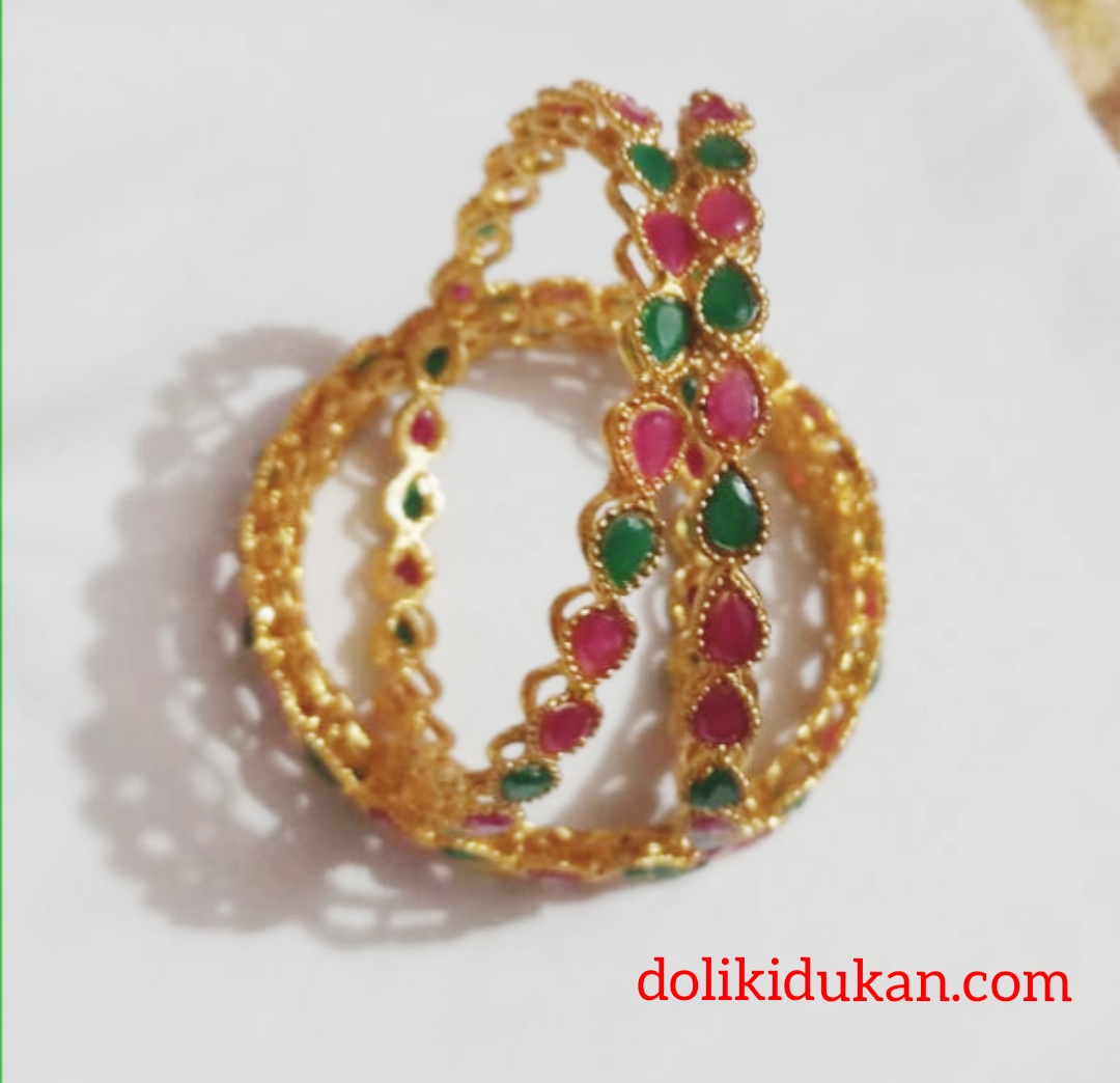 Pink and Green Stone Bangles