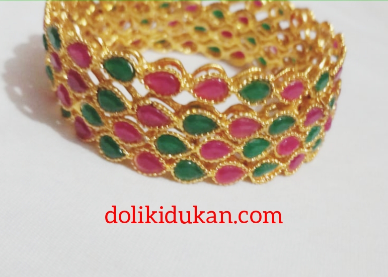 Pink and Green Stone Bangles