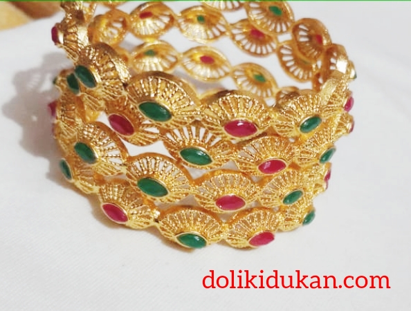 Gold Multicolor Side Bangles