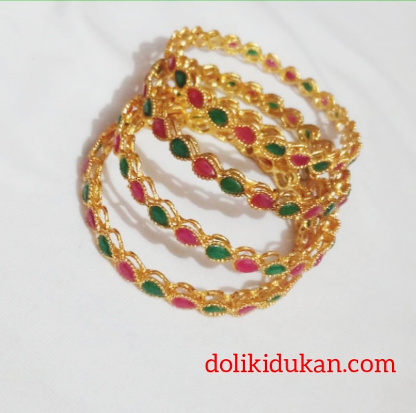 Pink and Green Stone Bangles