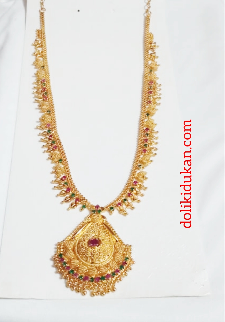 Polish_20220126_015102905 Gold Color Multicolor Stone Long Size Necklace