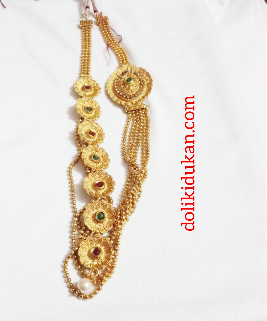 Multi Colored 7 Flowers and One Dollor Batch Necklace With 6 Lines Chain