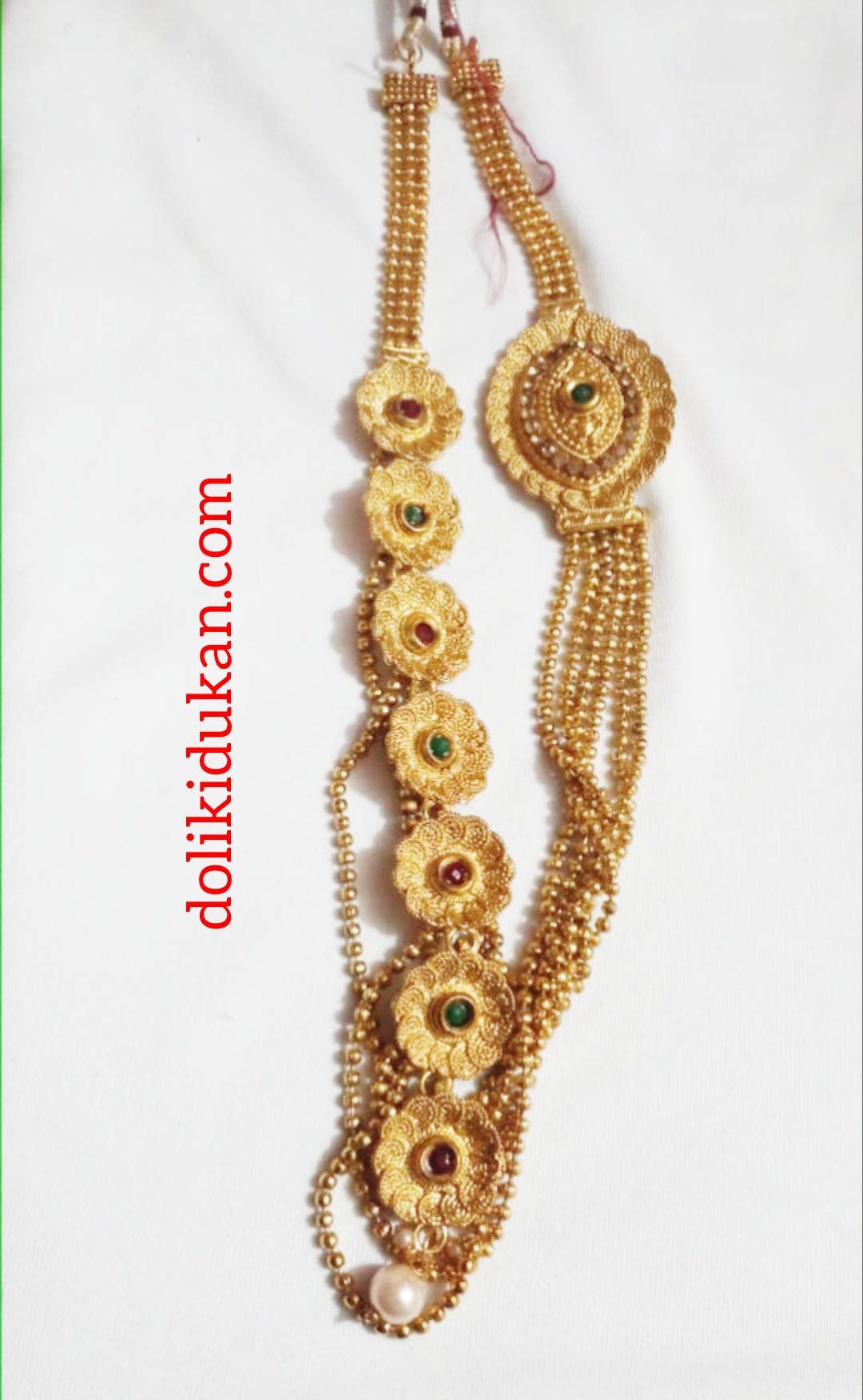 Multi Colored 7 Flowers and One Dollor Batch Necklace With 6 Lines Chain