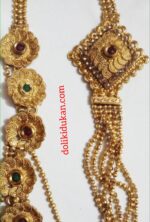 Multi Colored 7 Flowers and One Dollor Batch Necklace With 6 Lines Chain