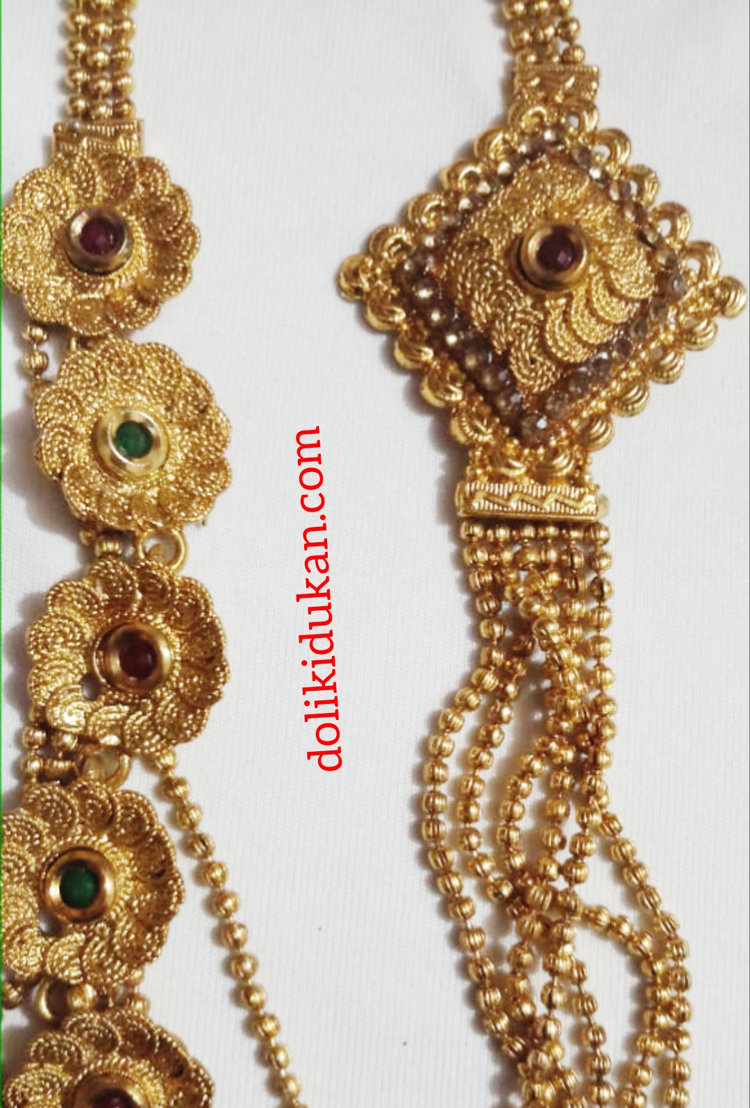 Multi Colored 7 Flowers and One Dollor Batch Necklace With 6 Lines Chain