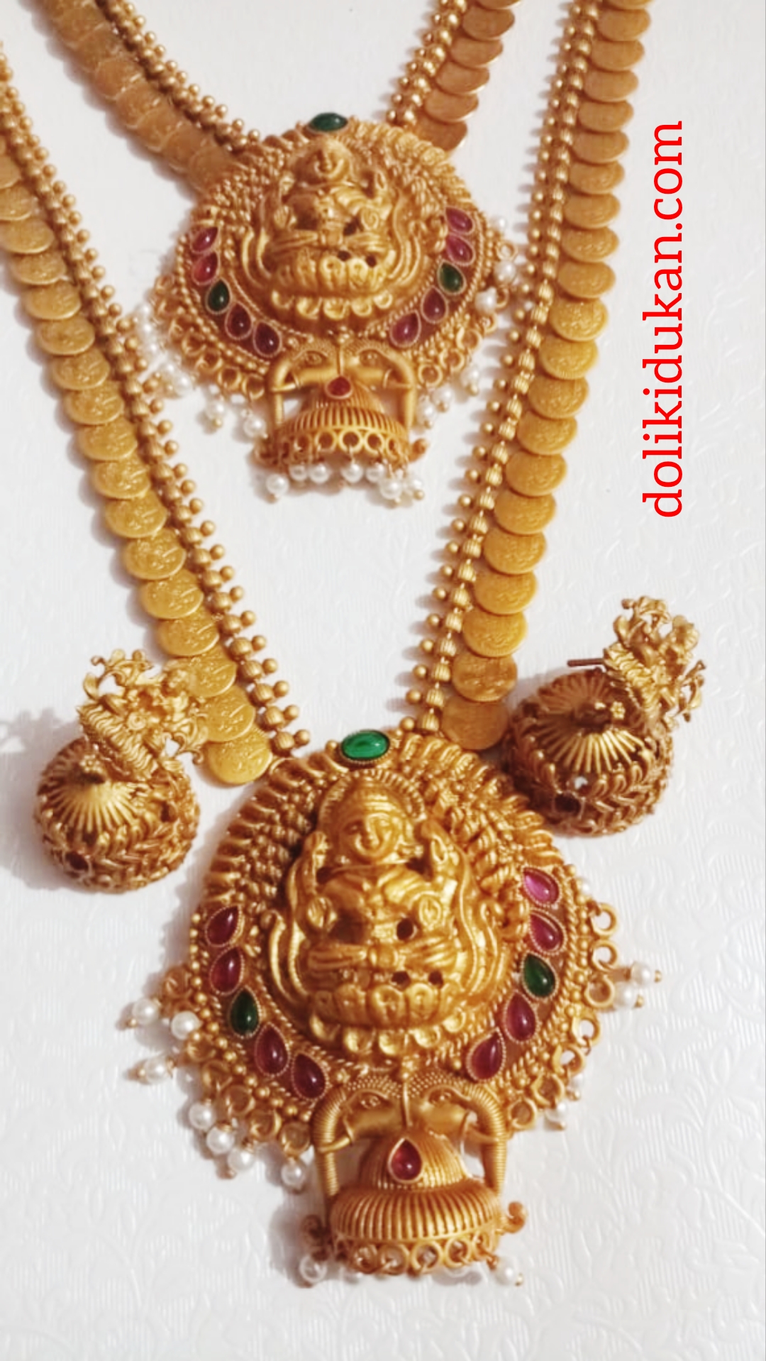 Matte Finish Laxmi Dollor Necklace Set