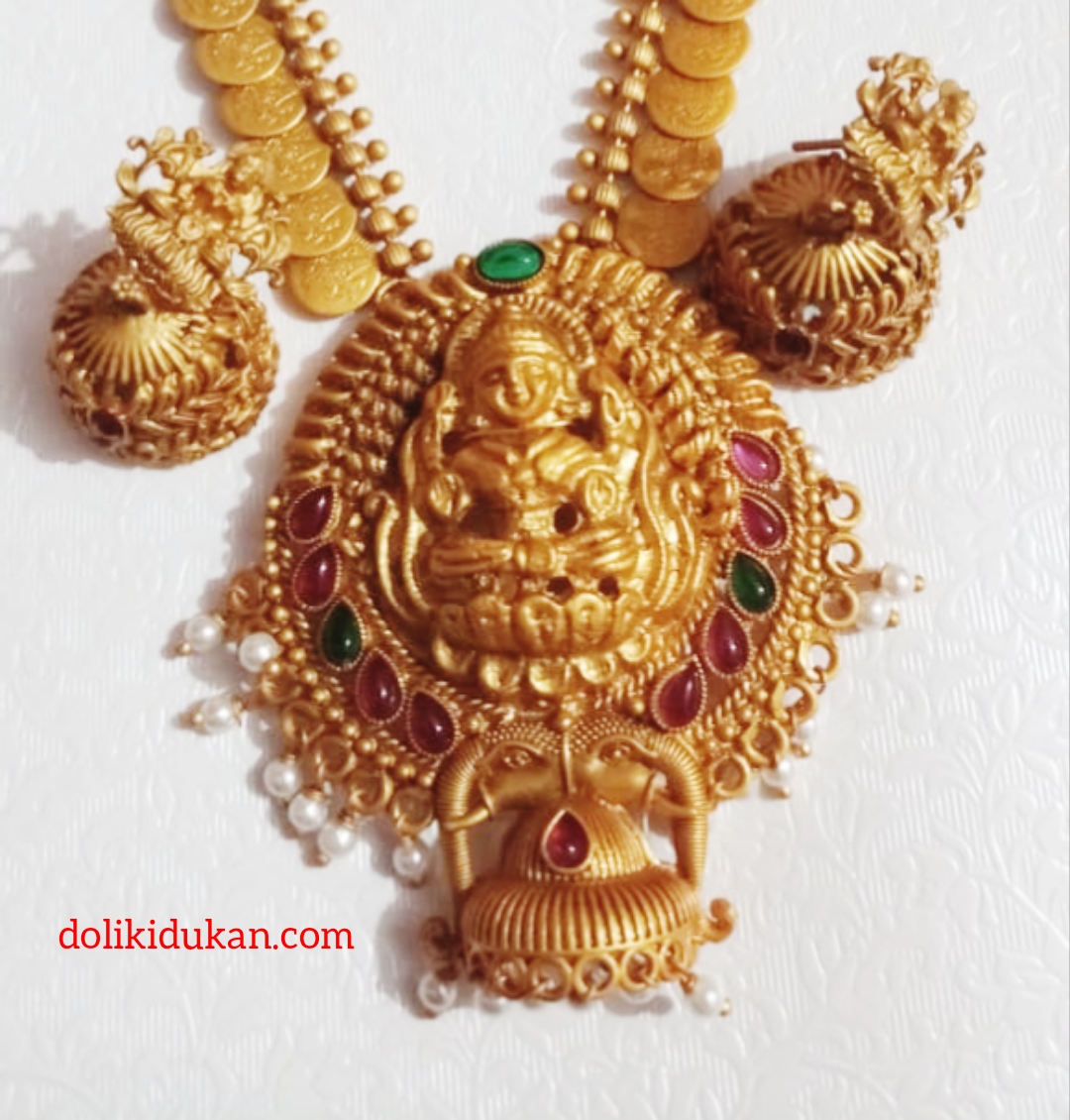 Matte Finish Laxmi Dollor Necklace Set