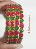 Pink & Green Stone Bangles (4 Bangles Set )