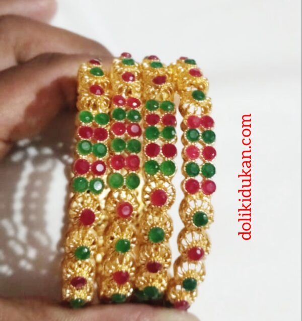 Green & Maroon Stone Bangles