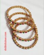 Pink & Green Stone Bangles (4 Bangles Set )