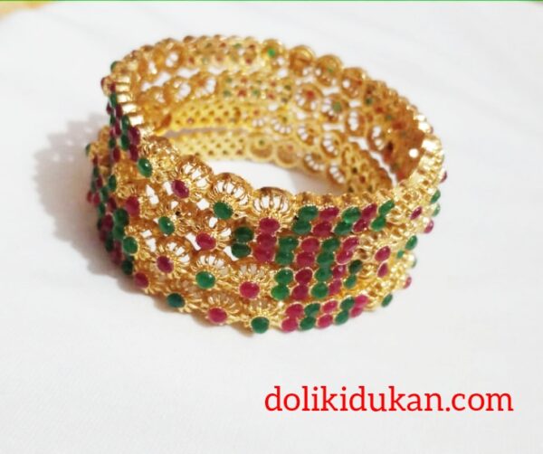 Green & Maroon Stone Bangles