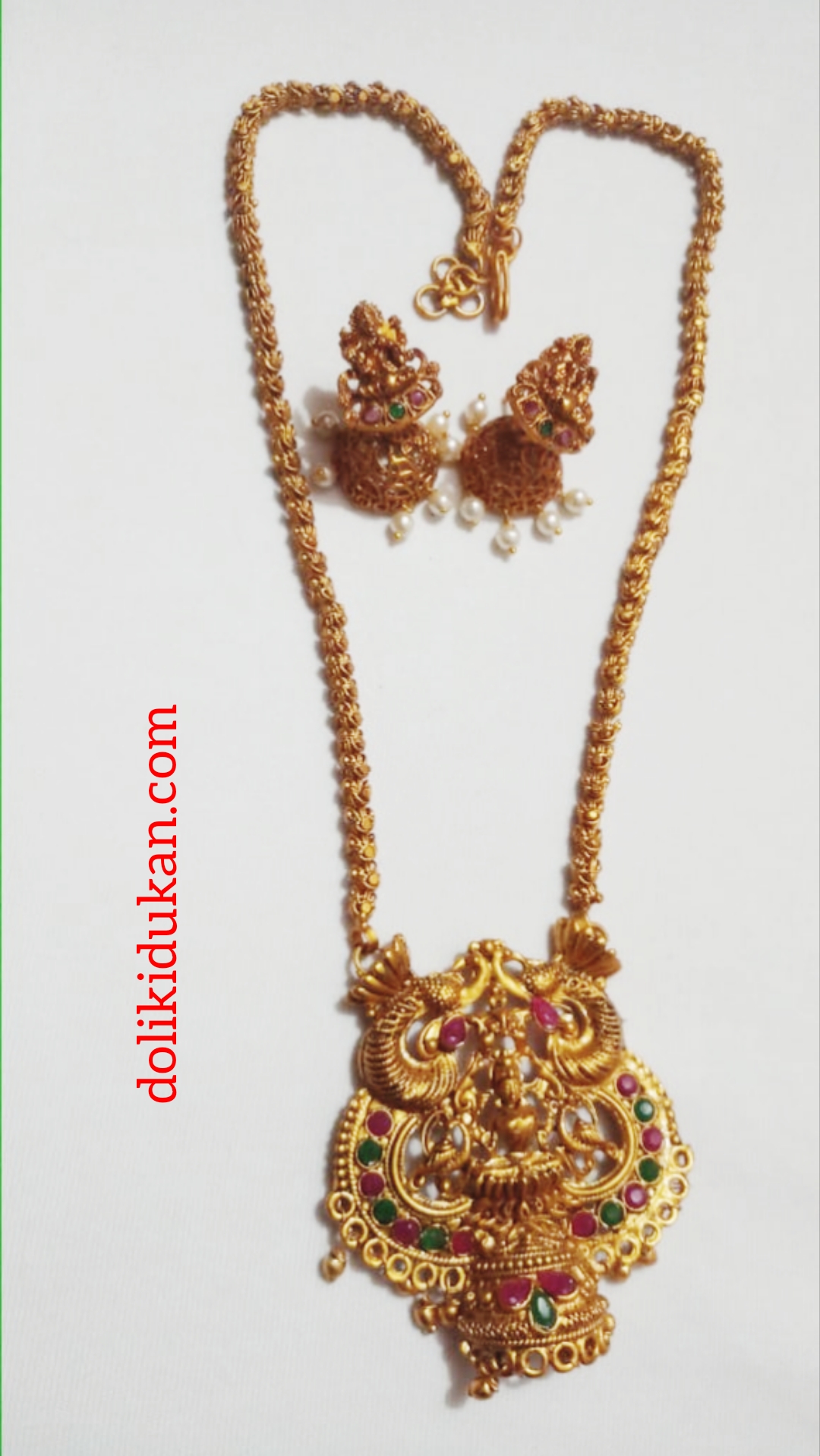 Matte Finish Laxmi Dollor Necklace with Free Earrings