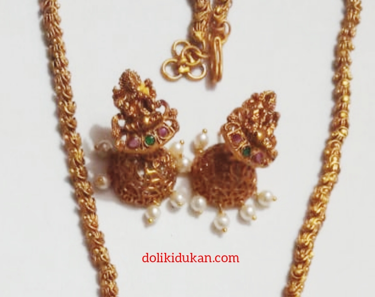 Matte Finish Laxmi Dollor Necklace with Free Earrings