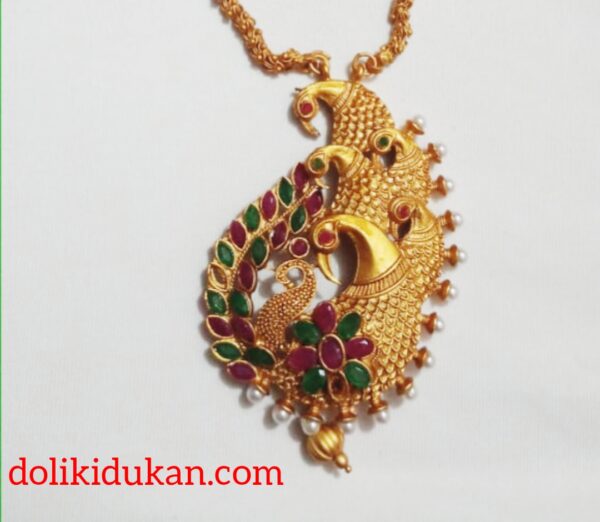 Peacock Multicolored Stone Necklace With Free Peacock Earrings