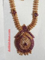 Mehroon Colored Stone Gold Necklace (Double Set)