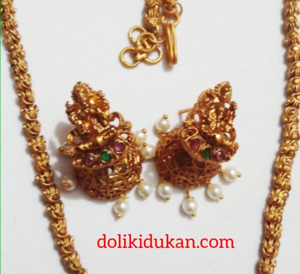 Matte Finish Laxmi Dollor Necklace with Free Earrings
