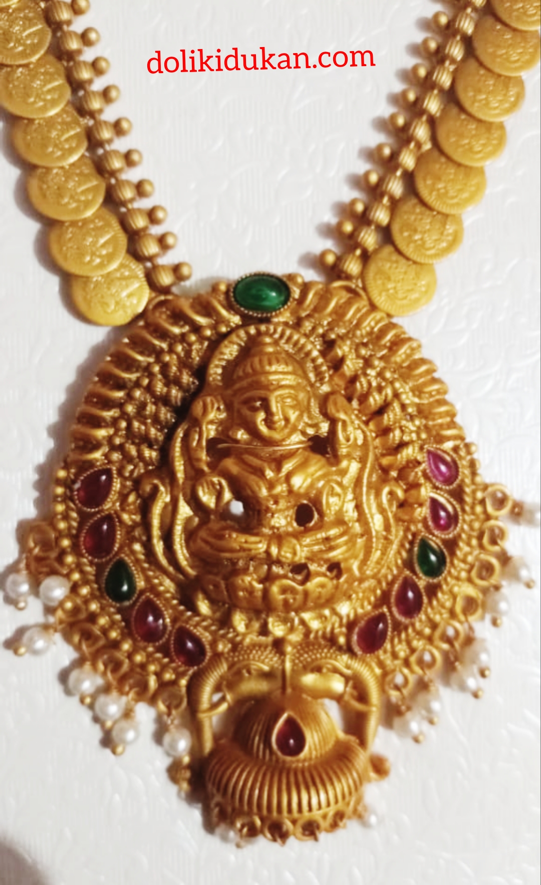 Matte Finish Laxmi Dollor Necklace Set