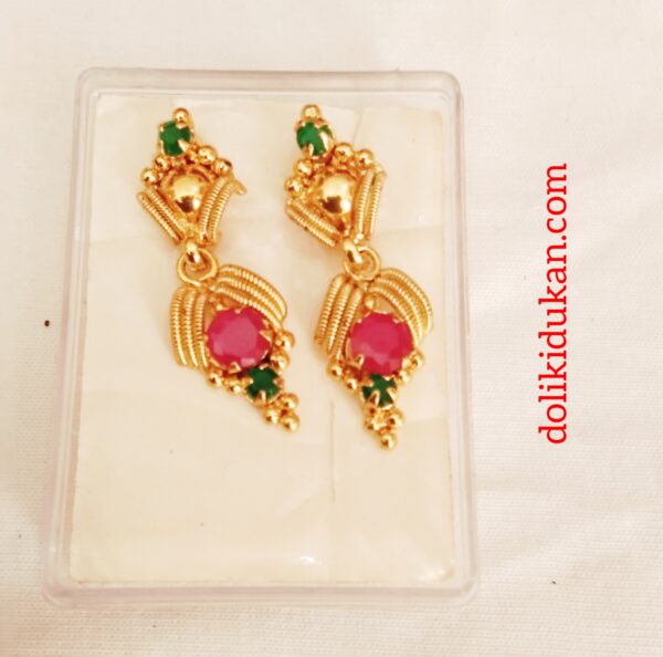 Red and Green Stone Earrings