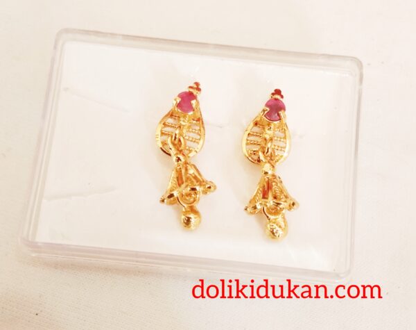Red Gold Stone Earrings